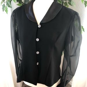 Dress Barn L Blouse Satin Holiday Long Sleeves C